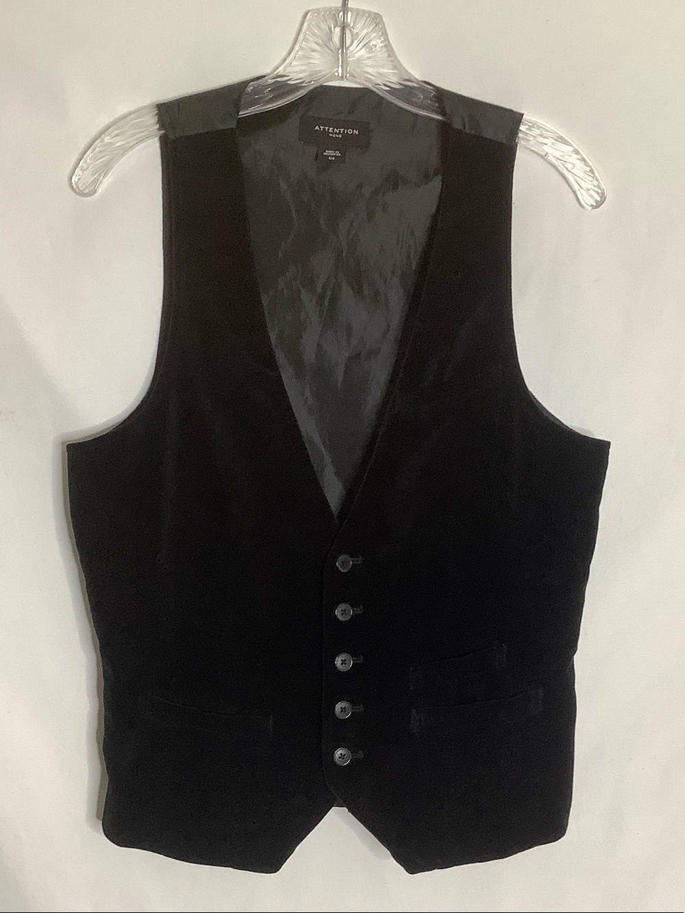 Black Velvet Men's Dress Vest - Five-Button Size Small